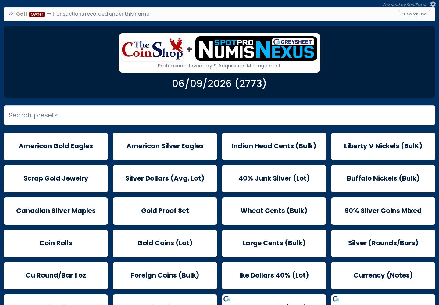 NumisNexus buying in SpotPro