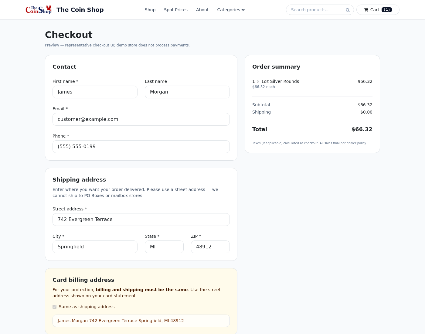 Branded online checkout